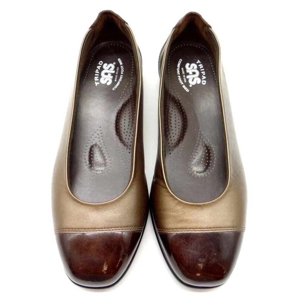 SAS Tripad Brown Leather Dress Casual Comfort Flats Shoes Women's 8.5 W